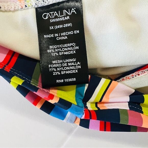 NWT New Catalina High Waist Bright Stripe Swim Suit Bottoms 3X Multicolor - Picture 9 of 10